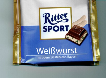 Chocolate: Ritter Sport Bavarian veal sausage